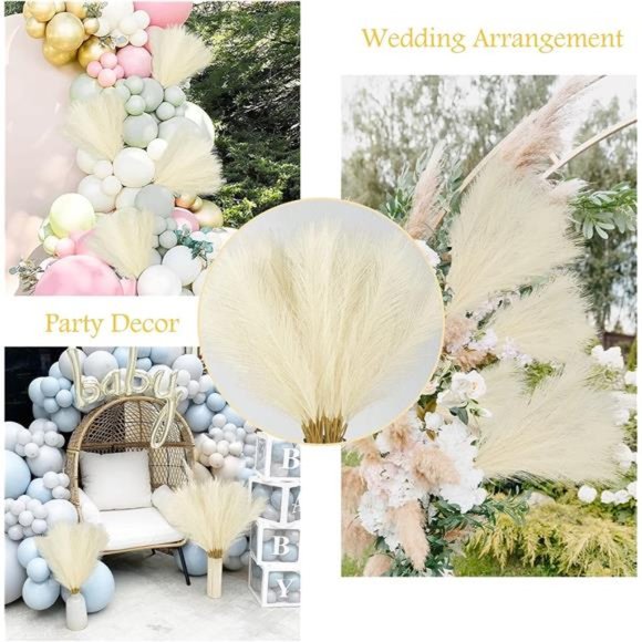 50PCS Faux Pampas Grass 26" Short Artificial Pompous Grass Floral Fake Grass - Picture 4 of 6